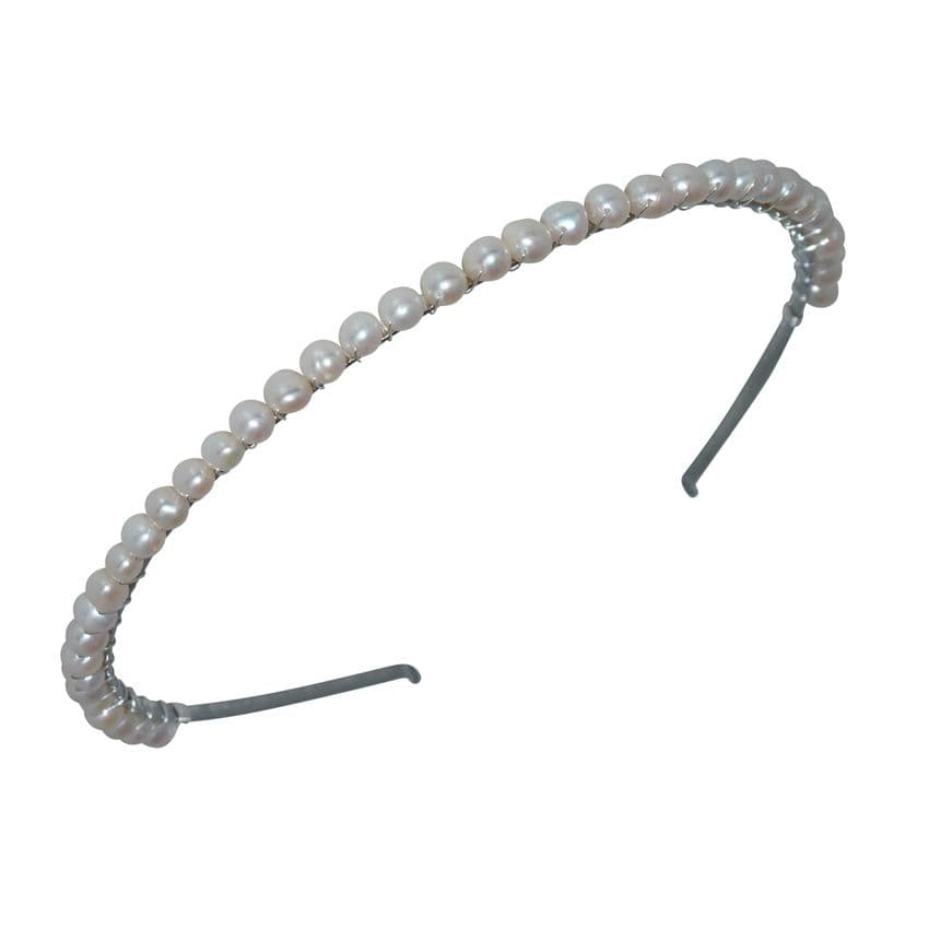 Single freshwater pearl bridal headband