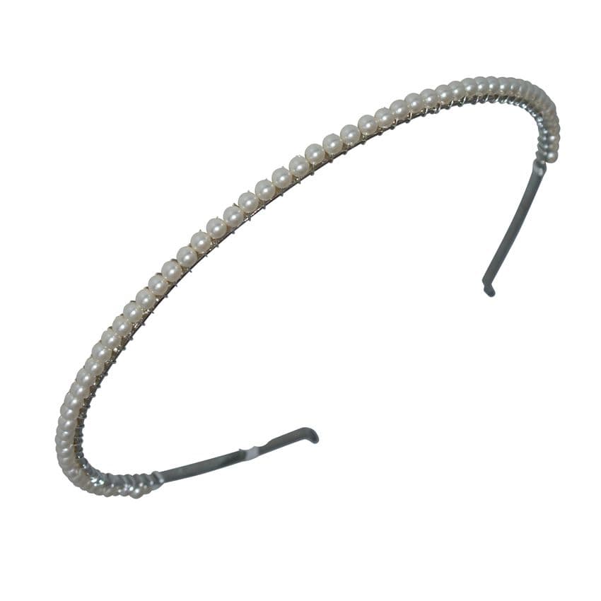 Single small pearl bridal headband