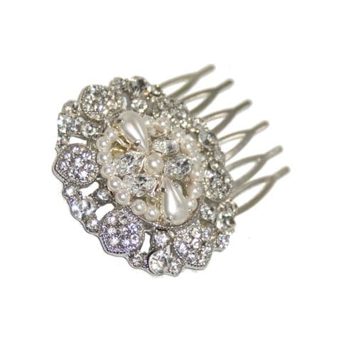 Sweetpea pearl and diamante bridal comb