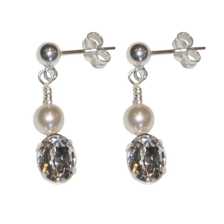 Wendy pearl and diamante wedding earrings