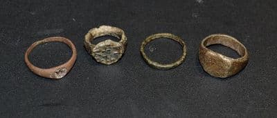 A cheap group of 4 x Ancient finger rings, Roman to Medieval Periods SOLD