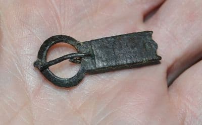 A good and complete Medieval Bronze Strap-end Buckle, Norfolk.