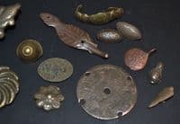 A good group of 13 x assorted Bronze mounts, Medieval to 18th Century, River Thames, London. SOLD