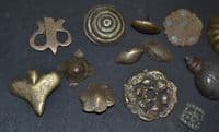 A good group of 14 x assorted Bronze mounts, Medieval to 18th Century, River Thames, London  SOLD