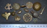 A good group of 14 x assorted Bronze mounts, Medieval to 18th Century, River Thames, London  SOLD