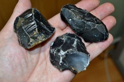 A good group of 3 x Early Lower Paleolithic flint core / flake tools, Pakefield, Suffolk. SOLD