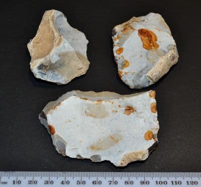 A good group of 3 x Large Neolithic flint scraper tools from Woodhenge, Salisbury Plain (N119) SOLD