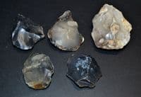A good group of 5 x large Neolithic flint scraper tools, River Orwell & River Stour, Suffolk. SOLD
