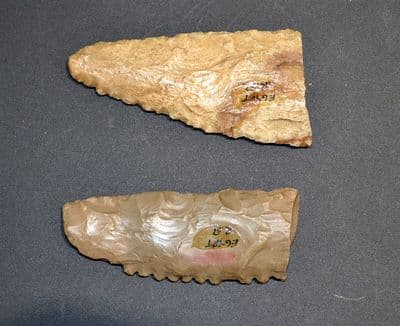 A good pair of finely worked Neolithic  Pre-Dynastic Egyptian partial flint sickles (EG6 & 7) SOLD