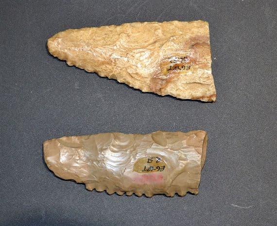 A good pair of finely worked Neolithic  Pre-Dynastic Egyptian partial flint sickles (EG6 & 7) SOLD