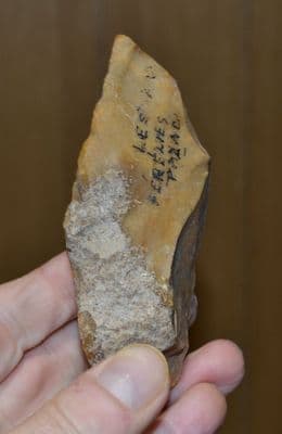 A good Paleolithic Mousterian (Neanderthal) flint hand axe , France.