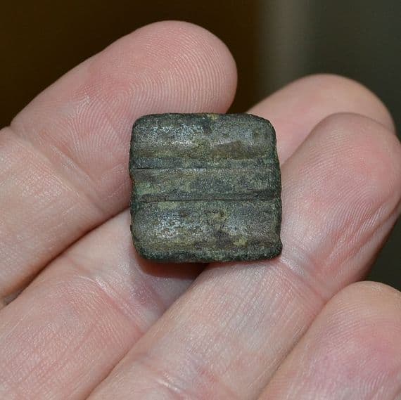 A good Romano-British Square bronze strap or harness mount, Norfolk. SOLD