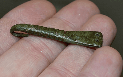 A good sized and pleasant Anglo Saxon bronze Zoomorphic hook end clothing fastener, Cambs. SOLD