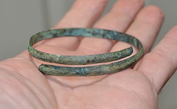 A good sized European Bronze Age bronze spiral bangle / armlet  SOLD
