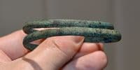 A good sized European Bronze Age bronze spiral bangle / armlet. SOLD