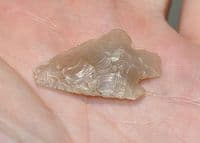 A good sized & nicely worked Early Bronze age Barbed & Tanged flint arrowhead, Botley, Hants, SOLD