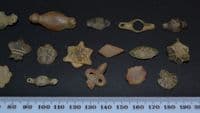 A good study or retail group of 21 x assorted ornate Medieval bronze mounts, Norfolk (2)