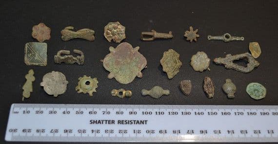 A good study or retail group of 25 x assorted ornate Medieval bronze mounts, Norfolk. SOLD
