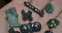 A great value group of 8 x Anglo Saxon / Viking and Early Medieval bronze decorative mounts /appliques found in North Yorkshire. SOLD
