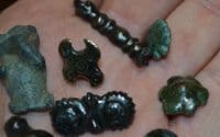 A great value group of 8 x Anglo Saxon / Viking and Early Medieval bronze decorative mounts /appliques found in North Yorkshire. SOLD