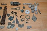 A great value lot of 67 x assorted low grade Metal Detector finds, Bronze Age to 18th Century. SOLD