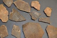 A group of 17 x assorted larger shards of Early Anglo Saxon Pagan period pottery, Suffolk (L2)  SOLD