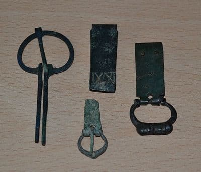 A group of 4 assorted Medieval Buckles & Buckle Plates, North Yorkshire.