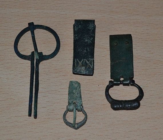 A group of 4 assorted Medieval Buckles & Buckle Plates, North Yorkshire.