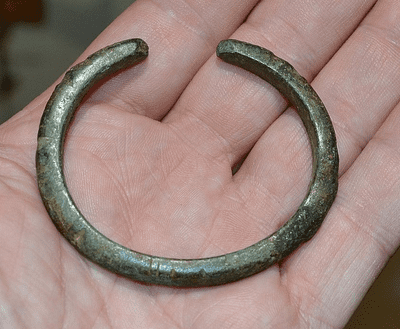 A heavy and robust Roman bronze open ended woman's bracelet, Nottinghamshire SOLD