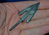 A huge and impressive Ancient Chinese bronze barbed and tanged arrowhead (Warring States Period). SOLD