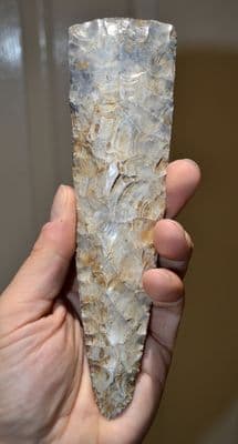 A huge and superbly worked, elongate Late Neolithic - Early Bronze Age flint axe (copying an Early Bronze Age flat axe), Yorkshire. SOLD