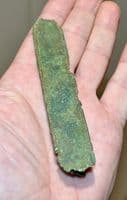 A huge Late Medieval bronze strap end with remnant of leather strap still attached, Yorkshire SOLD