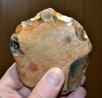 A large and attractive Lower Paleolithic  Unifacial Ovate Hand Axe from Whitlingham, Norfolk.