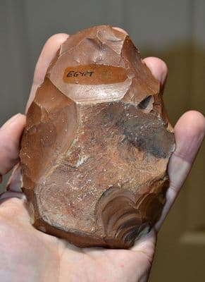 A large and attractive Upper Paleolithic Egyptian Cordiform flint hand axe,  Egypt. (AX1) SOLD