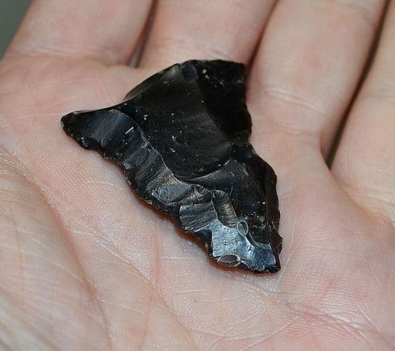 A large and excellent Neolithic triangular flint arrow head, Essex
