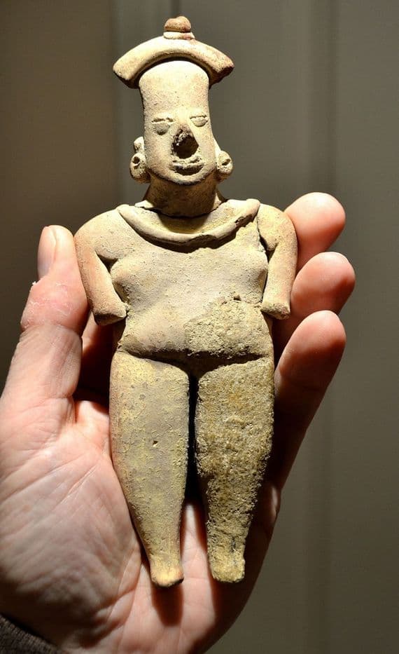 A large and excellent Pre-colombian South American terracotta votive figurine from Colima, Mexico. SOLD