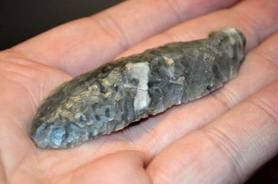 A large and excellent, pressure flaked Plano-Convex flint 