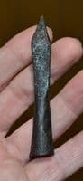 A large and excellent quality Medieval socketed iron Cross Bow bolt, West Midlands. SOLD