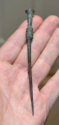 A large and impressive European Bronze Age decorative bronze cloak pin. SOLD