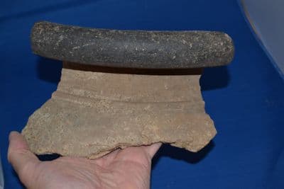 A large and impressive rim section from an enormous Late Iron Age bulbous Storage jar, found Brantham, Suffolk. SOLD