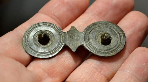A large and impressive Roman military mount in the form of two conjoined circular shields with bosses, Germany. SOLD