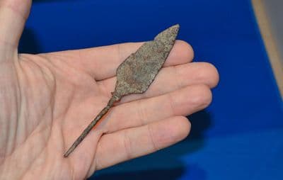 A large and impressive Roman Military tanged Iron arrowhead, SOLD