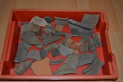 A large and interesting study group of 50+ shards from Roman pottery vessels, all found in Suffolk. SOLD
