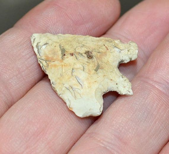 A large and pleasant Early Bronze age Barbed & Tanged flint arrowhead, North Yorkshire SOLD