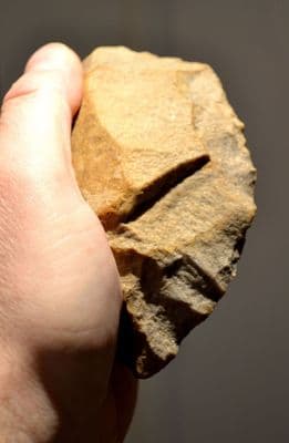 A large and pleasant Early Palaeolithic Acheulian Pebble Hand Axe / Chopper from Granada, Spain. SOLD