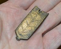 A large and pleasant Medieval bronze strap end with engraved design, River Thames, London. SOLD