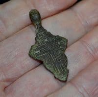A large and pleasant Post Medieval bronze Crucifix (Cross) pendant. SOLD