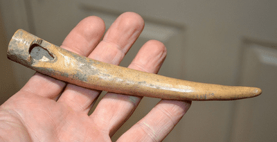A large and rare, Viking carved and polished bone Awl handle. SOLD