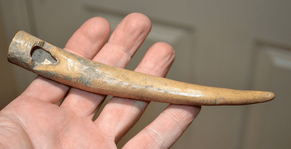 A large and rare, Viking carved and polished bone Awl handle. SOLD