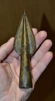 A large and stunning Bronze Age, bronze socketed Spear head, Thames foreshore, London